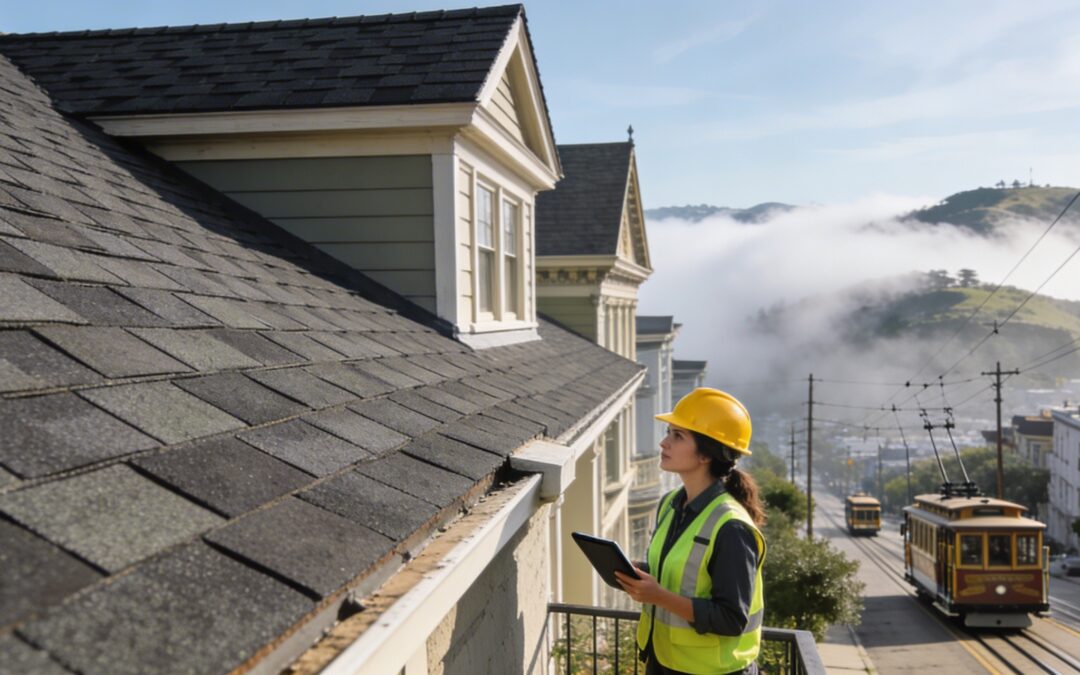 Roof Inspector in San Francisco, CA, Inspecting Asphalt Shingle Roof